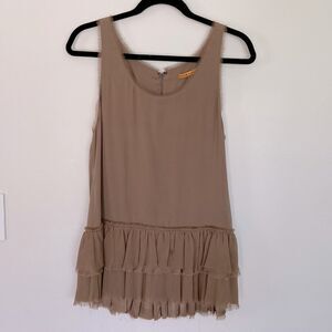 Alice + Olivia Light Brown‎ Drop-waist Silk Sleeveless Blouse - Size S